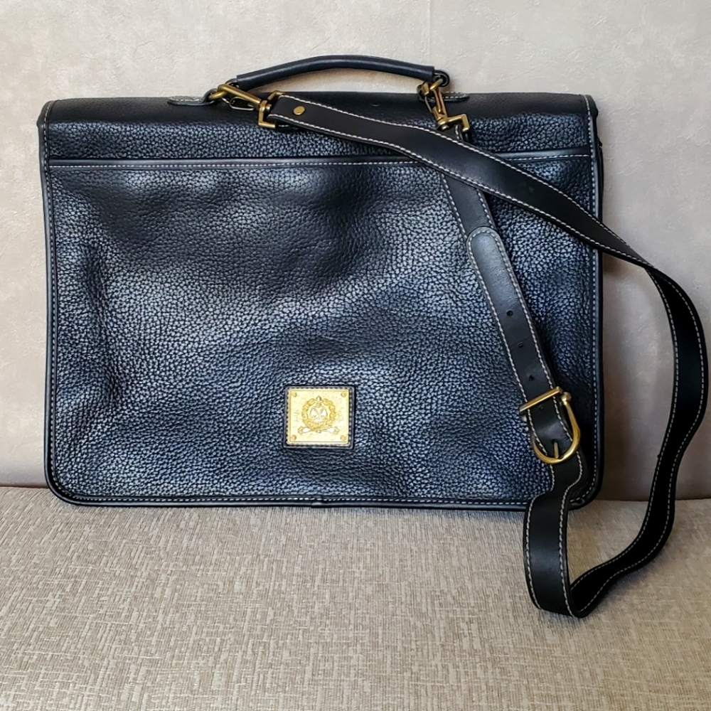 Vintage pebble leather Medallion Briefcase
